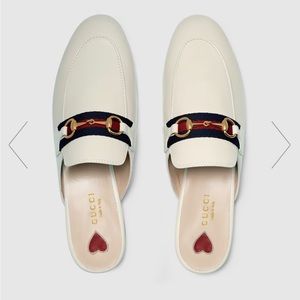 Gucci White Princetown Leather Slides